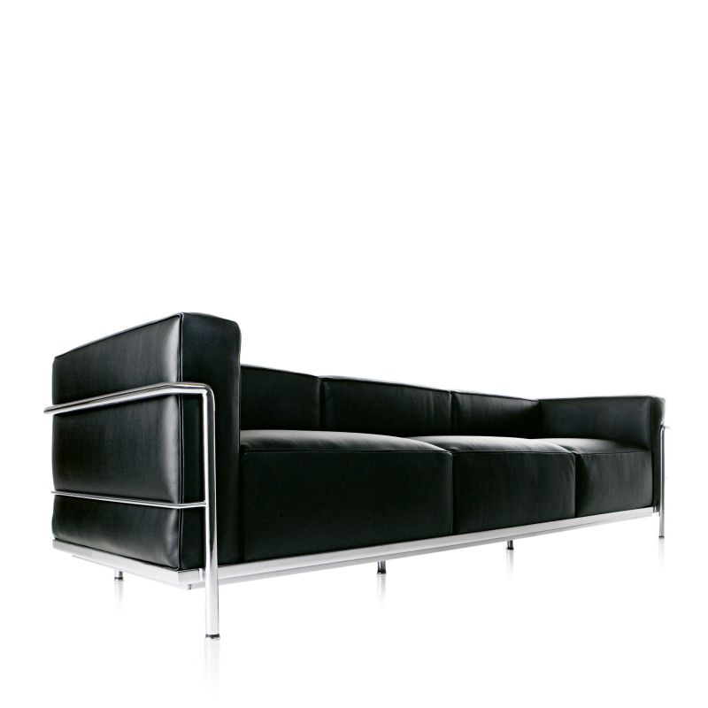 Cassina LC3 3-Sitzer chrom Leder schwarz Cassina LC3 3-Sitzer chrom Leder schwarz