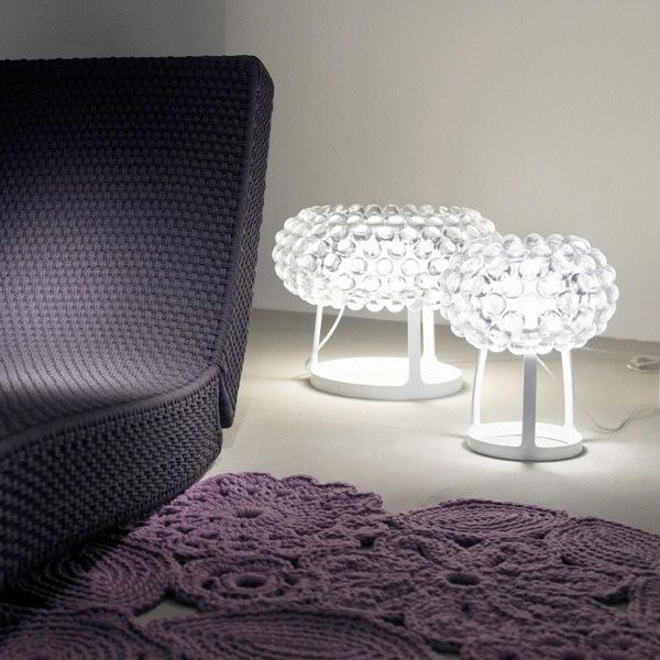 Foscarini Caboche Tavolo Piccola und Media Trasparente eingeschaltet