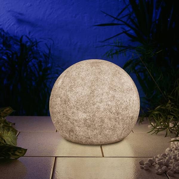 Moonlight Lichtkugel Außenleuchte Lampe Granit Hell eingeschaltet