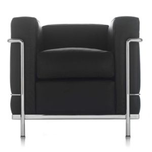 Cassina LC2 Sessel Gestell chrom Leder schwarz