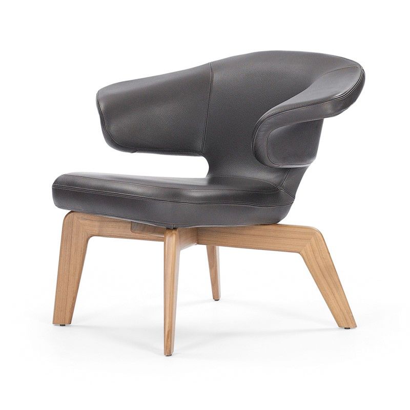 Lounge Chair Sessel Munich in Leder und Nussbaum von ClassiCon
