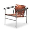 Cassina 1 Fauteuil dossier basculant Sessel Fell schwarz / weiß / braun, Gestell verchromt