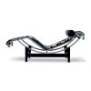 Cassina 4 Chaise longue à reglage continu Liege Fell schwarz / weiß, Stahlrahmen verchromt