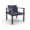 COR Farmer Sessel Stoff 5093 blau, Esche schwarz geölt