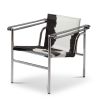 Cassina Le Corbusier LC1 Sessel Fell schwarz / weiß, Gestell verchromt