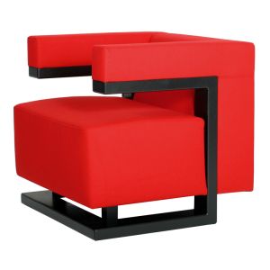 Tecta Bauhaus Gropius Sessel F51, Stoff rot, Gestell schwarz